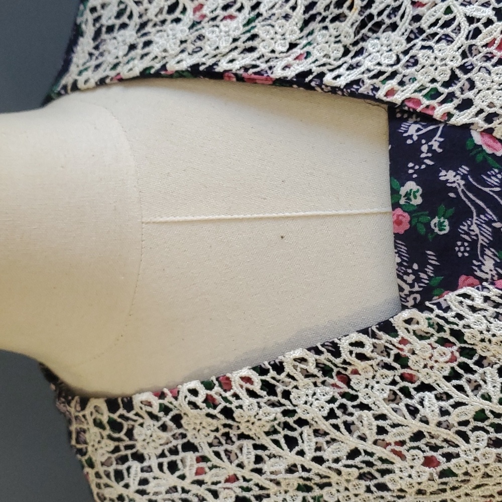 Patty O'neil vintage midi/maxi women's blue floral dress size 14 - Picture 7 of 17
